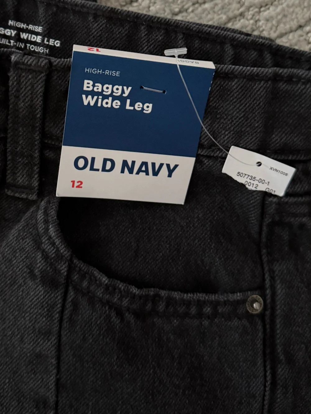 NWT Old Navy girls two tone baggy wide leg jeans, 12